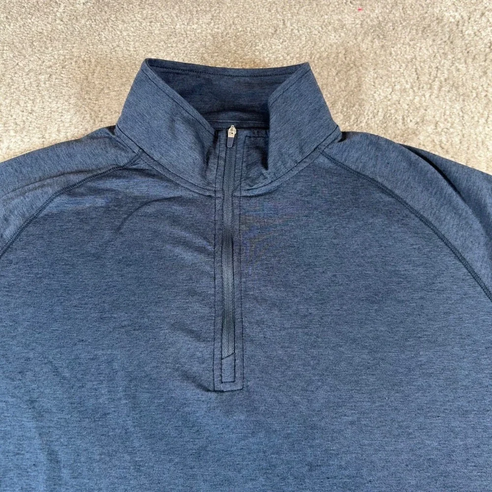TravisMathew Men's Quarter Zip Pullover Navy Blue Heather‎ Sage View Logo Size M
